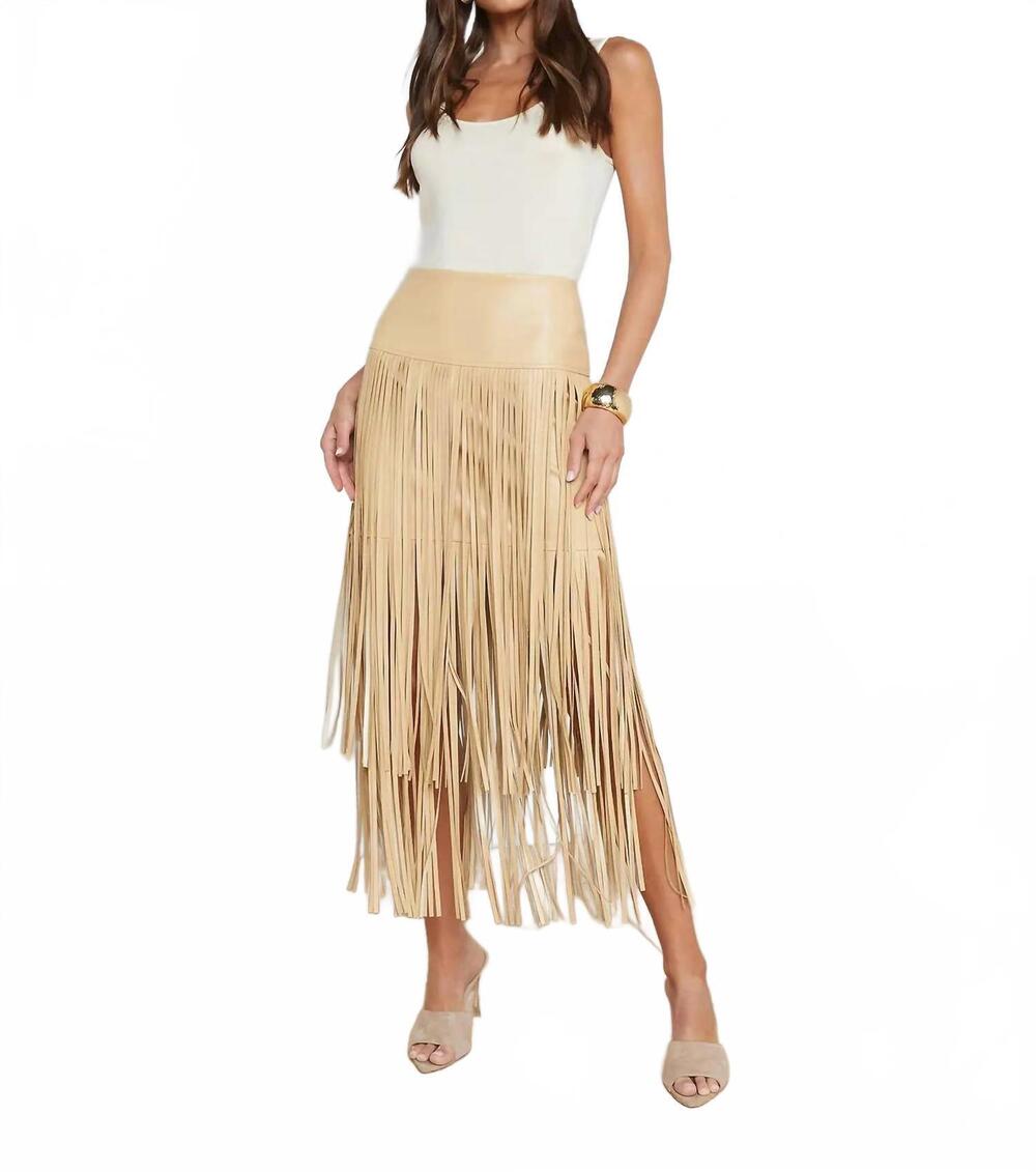 NEW L'AGENCE karolina fringe skirt in croissant